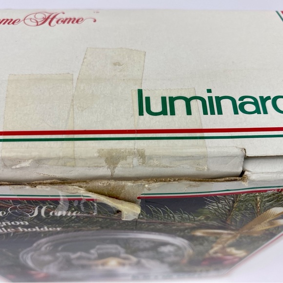 Luminarc etched glass candle holder, vintage 1991 Welcome Home winter scene - Picture 8 of 8